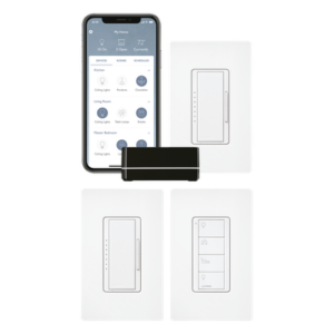 Kit de inicio RA2 Select con repetidor principal, 2 atenuadores de pared, control Pico con adaptador de pared y 3 placas de pared, para control inteligente de iluminación