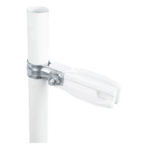 Aislador de Paso o Esquina Blanco con Abrazadera / 33-38 mm / Resina Virgen 100% / Anti-Arqueo / Tubería de Malla Ciclónica