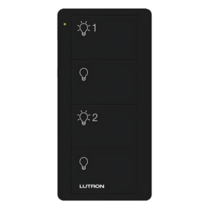 Control Pico inalámbrico de 4 botones color negro para encender y apagar 2 grupos de luces, compatible con Caseta Wireless, RA2 Select, RadioRA 2 y HomeWorks QS