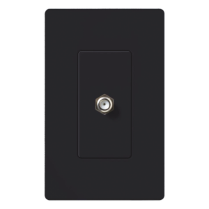 Salida de pared para cable coaxial con conector tipo F de 75 ohms, un puerto, apertura tipo designer, línea Satin Colors color Midnight