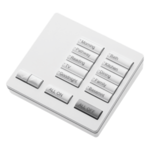 Botonera de sobremesa portátil de 10 botones con subir/bajar y encendido/apagado general, retroiluminada, funciona con pilas AAA o adaptador, para RadioRA 2