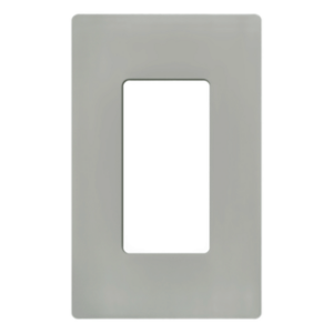Placa de pared Claro de 1 espacio sin tornillos visibles, para atenuadores, apagadores y controles Lutron con apertura tipo Designer, acabado brillante color gris