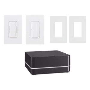 Kit de control de iluminación RA2 Select con repetidor principal, atenuador de 600 W, interruptor de 8 A y dos placas Claro, control desde la app Lutron y asistentes de voz