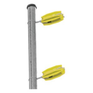 Aislador de Esquina Amarillo para Cercos Eléctricos / 18 kV / Resinas Vírgenes / Resistencia 7.5-10.2 kg / Anti UV / 66 mm x 31.6 mm