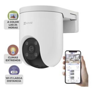 Cámara PT / Wi-Fi / Resolución 3 Megapixel (2K) / Audio de Dos Vías / Visión Nocturna en Color / AI Detección de Humanos y Vehículos / Defensa Activa con Sirena y Luz Estroboscópica / IP65