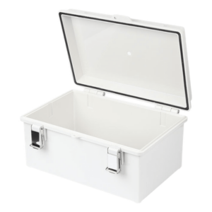 Gabinete de Plástico ABS, Uso en Intemperie IP66 (190 x 290 x 140 mm) cierre por broche Inoxidable y Permite Cerrado con Candado y Llave (Perno 5mm) No Incluido