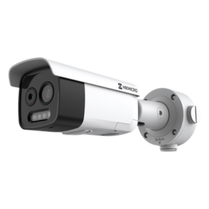 (HIKMICRO) Bala IP Bi-Espectral / Térmica (256 X 192 / 9.7 mm) + Óptica (5 MP / 12.4 mm) / IA GUANLAN / Rango: -20°C a 150°C / 8°C Margen / Detección de Fuego y Humo / Alarma Visual y Audible / Dual Light / PoE / IP67 / IK