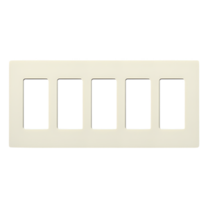 Placa de pared Satin Colors de 5 espacios sin tornillos visibles, color biscuit, para atenuadores, switches y controles Pico