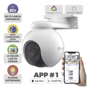 PT WiFi / (3K) 5MP / Visión 360° / Detección humana / Detección de Vehiculo / Audio de Dos Vías / Sirena / Luz Parpadeante / Colores en Oscuridad / Micro SD / Presets / Autoseguimiento / Exterior