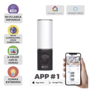 Cámara IP 4 Megapíxel / Wi-Fi / Lampara Integrada / Audio de dos vías / Imágen Nocturna a Color / Detección Humana / Audios Personalizables / Almacena en Memoria Interna / Uso Exterior con Protección