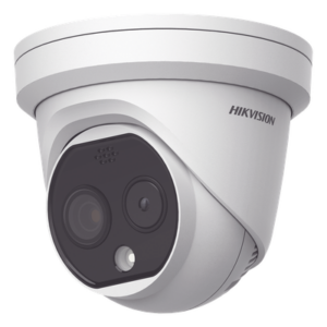 Turret IP Dual / Térmica 1.8 mm (160 x 120) / Óptico 2 mm (4 Megapixel) / Detección de Personas 53 mts / 15 mts IR / Exterior IP67 / PoE / Termométrica / Detección de Temperatura / Sirena y Luz / Micro SD 32 GB Incluida