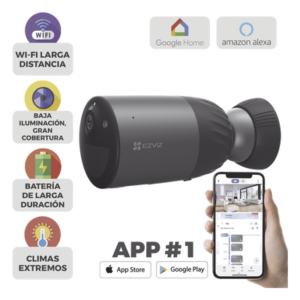 Cámara IP Inalámbrica Con Batería Recargable (Cero Cables) / Colores en Oscuridad / 2 Megapíxel / Sirena y Estrobo / Alertas de Audio Personalizable / Uso en Exterior / Grabación en la Nube / Almacenamiento Interno