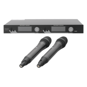 Kit de Microfonía inalámbrico | 2 Micrófonos de mano | Receptor UHF | Pantalla LCD | 200 Canales | Gran cobertura