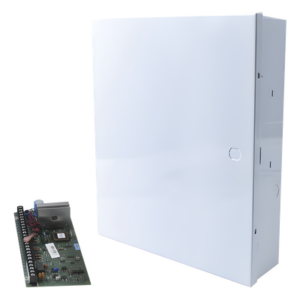 Panel de control de alarma de intrusión con 8 zonas cableadas, expandible a 48 zonas alámbricas o inalámbricas, con gabinete