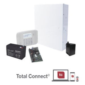 Kit de panel de alarma cableado VISTA-48LA con teclado alfanumérico, receptor RF integrado, batería y transformador