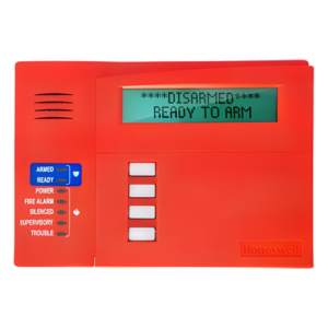 Teclado alfanumérico LCD con indicadores de incendio para paneles combinados de incendio e intrusión