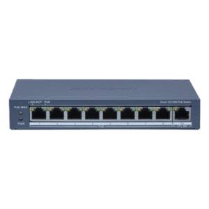 Switch PoE+ / Monitoreable / 8 Puertos 10/100 Mbps PoE+ / 1 Puerto 1000 Mbps Uplink /  Configuración Nube Hik-Partner Pro / Modo Extendido hasta 300 metros / 60 W