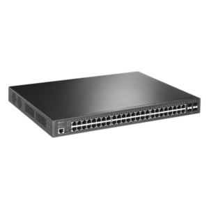 Switch L2+ Omada PoE+ / 48 Puertos PoE+ 10/100/1000 Mbps / 4 Puertos SFP 1G / 2 Puertos Consola (RJ45 y microUSB) / Administración Centralizada Omada o Stand-Alone / Multicast IGMP / Calidad de Servicio / Presupuesto PoE 384W / Montaje en Rack