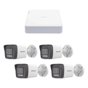 Kit IP 1080p (2 Megapixel) / NVR de 4 Canales con 4 Puertos PoE / 4 Cámaras IP Bala ColorVu Lite y Motion Detection 2.0 / Micrófono Integrado