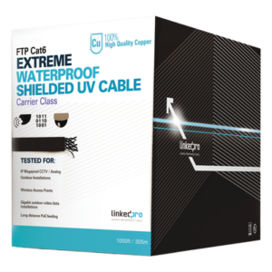 Bobina de Cable de 305 Metros (1000 Pies) Cat6+ Calibre 23 Exterior Blindado Tipo FTP para Climas Extremos, UL, Color Negro