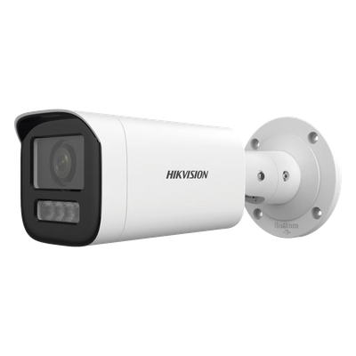 Bala IP 4 Megapíxel / Lente Motorizado 2.8 a 12 mm / Dual Light (50 mts IR + 50 mts Luz Blanca) / ACUSENSE Lite / Microfono Integrado / Exterior IP67 / WDR 120 dB / PoE / Micro SD / Alarmas I/O