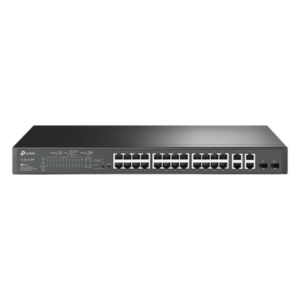Switch PoE+ JetStream SDN Administrable 24 puertos 10/100 Mbps + 2 puertos 10/100/1000 Mbps (Uplink) + 2 puertos SFP (combo 2 RJ45 10/100/1000 Mbps), 250W, administración centralizada OMADA SDN