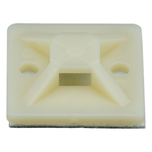 Montaje-Sujetador Adhesivo STRONGHOLD de 4 Vías de 1" x 1" x 1/4", Color Natural, Nylon 6.6 Retardante de Llamas V-2, Paquete de 100pz
