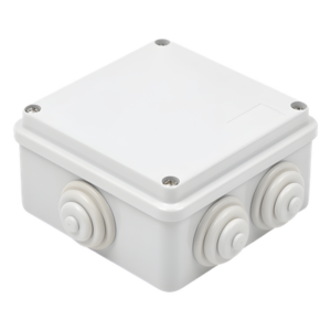 Caja Estanca de PVC Para Derivación y Conexión, 6 Entradas, Tapa Atornillada,100x100x50 mm (Área Interna), Uso Exterior IP55, Material que no Propaga el Fuego y Libre de Hálogenos