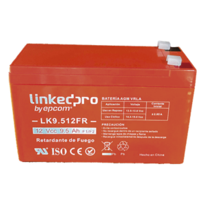 Batería de respaldo 12 V | 9.5 Ah | AGM | Certificada UL94-V0 Retardante a la Flama | Especial para Seguridad Electrónica | UPS | Sistemas de Emergencia | Vida útil 5 años | Terminales F1 + Adaptador F2
