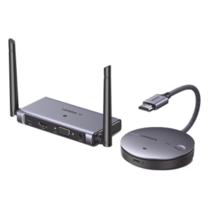Transmisor y Receptor Inalámbrico HDMI | 50m | Salida HDMI y VGA (Simultanea) | Audio 3.5mm | Efecto 3D | Luz Indicadora LED | Clic and Go | Señal Estable | Amplia Compatibilidad | Conecta con un Clic.