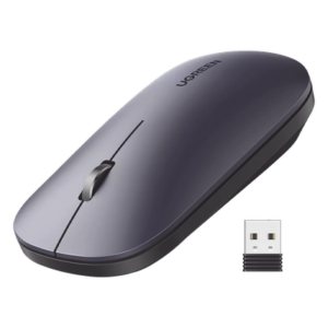 Mouse inalámbrico 2.4 GHz | Ultra Delgado y Silencioso | DPI 1000/1600/2000/4000 (Ajustable) | Alcance 10m | Scroll de Aluminio | Adaptable a diferentes superficies | Diseño suave al tacto | Contiene Receptor USB | Color Negro.