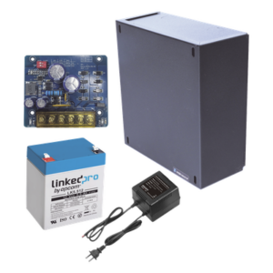 Kit con fuente PLB2 con salida de 12 Vcc a 1.5 Amper, incluye transformador y batería de 12 V a 5.5 Amper