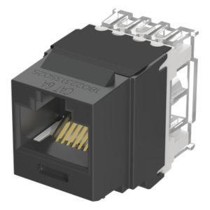 Conector Jack Estilo 110 (de Impacto), Tipo Keystone, Categoría 6A, de 8 Posiciones y 8 Cables, Color Negro