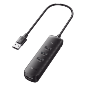 HUB USB-A 3.0 4 en 1 | 4 Puertos USB-A 3.0 (5Gbps) | Cable de 25 cm | Indicador Led | Ideal para Transferencia de Datos | Entrada USB-C para alimentar equipos de mayor consumo como discos duros | Color Negro.