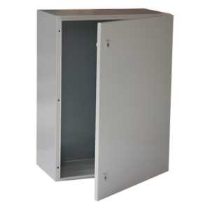 Gabinete de Acero IP66 Uso en Intemperie (600 x 800 x 300 mm) con Placa Trasera Interior Metálica y Compuerta Inferior Atornillable (Incluye Chapa y Llave T).