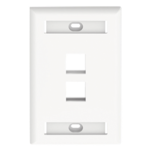 Placa de Pared Vertical, Salida Para 2 Puertos Keystone, Con Espacios Para Etiquetas, Color Blanco