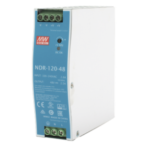 Fuente de poder industrial de 120 W, salida 48 Vcc, entrada 90~264 VCA, para montaje en riel DIN,