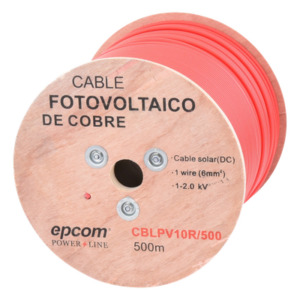 Carrete de 500 Metros / Cable Fotovoltaico Rojo  / Material COBRE / 6mm² (10AWG) / 2000 Vcc