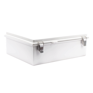 Gabinete de Plástico ABS, Uso en Intemperie IP66 (350 x 460 x 160 mm) Cierre por Broche Inoxidable y Permite Cerrado con Candado y Llave (Perno 5mm) No Incluido