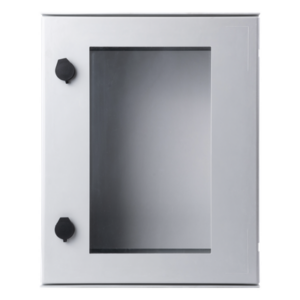 Gabinete de Poliéster IP65 Puerta Transparente, Uso en Intemperie (400 x 500 x 200 mm) con Placa Trasera Interior de Plástico (Incluye Chapa y Llave).