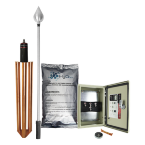 Kit de Pararrayo con Punta en Aluminio con Diámetro de Protección de 160 metros.