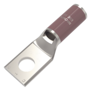 Zapata Terminal de Compresión de Cobre Electrolítico Estañado de Cañón Corto para Tornillo de 1/2" y Calibre 4 AWG.
